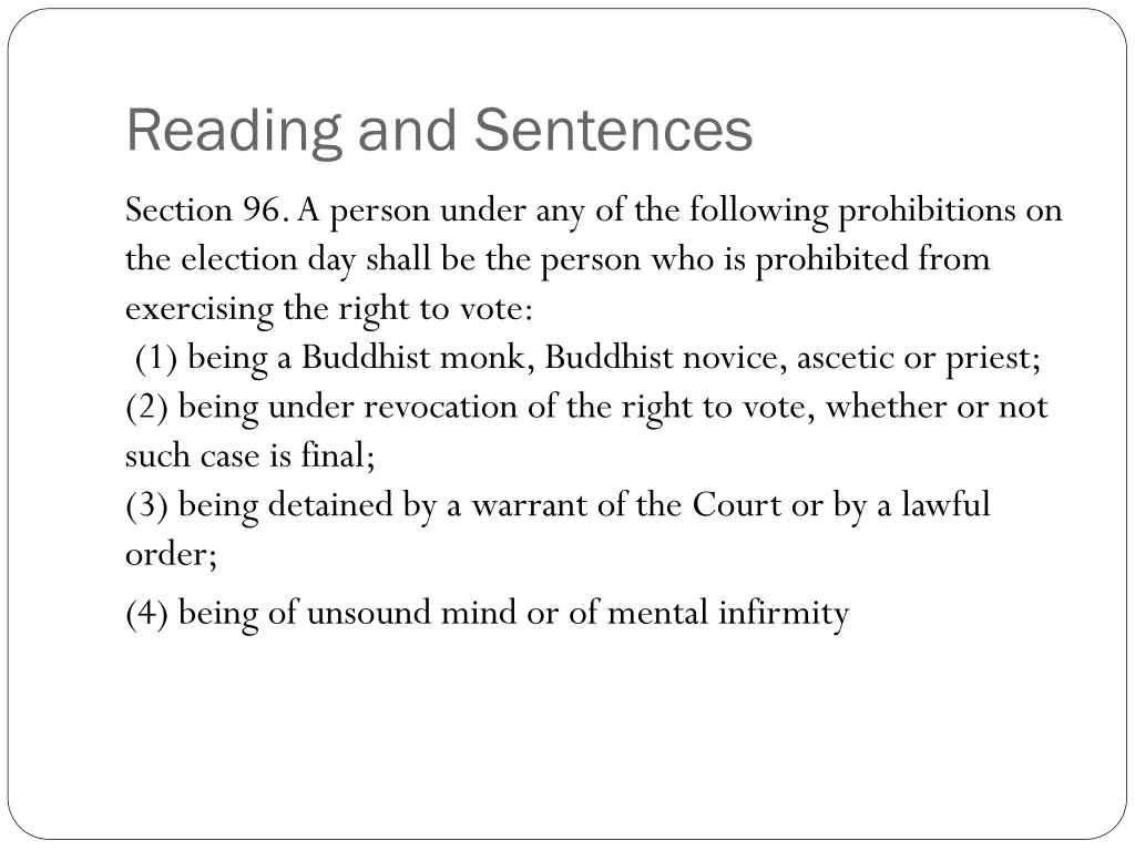 reading and sentences
