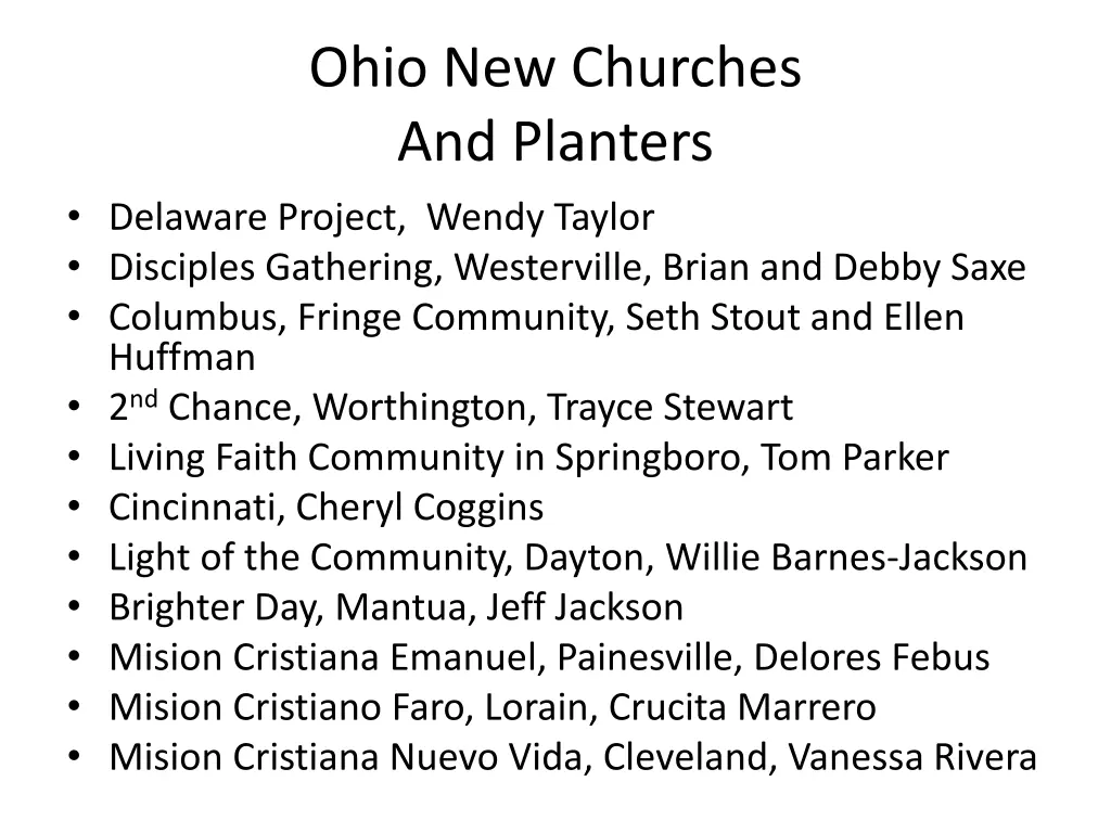 ohio new churches and planters delaware project