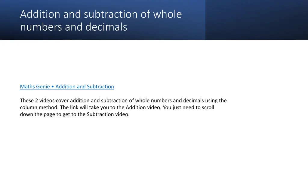 addition and subtraction of whole numbers 1