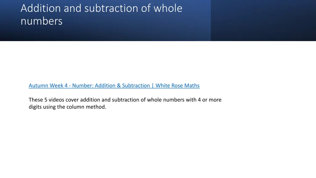 addition and subtraction of whole numbers