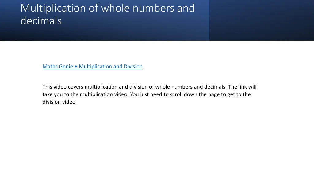 multiplication of whole numbers and decimals