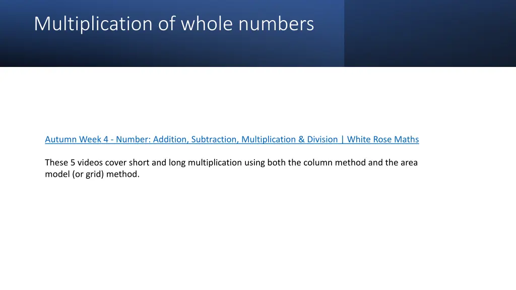 multiplication of whole numbers