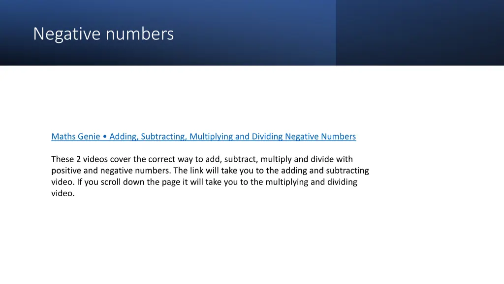 negative numbers