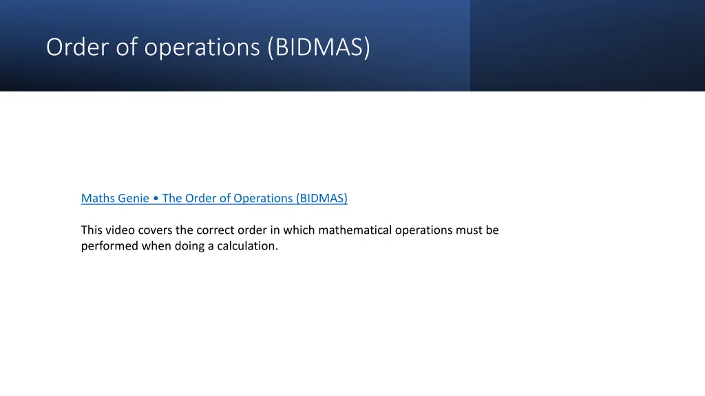 order of operations bidmas