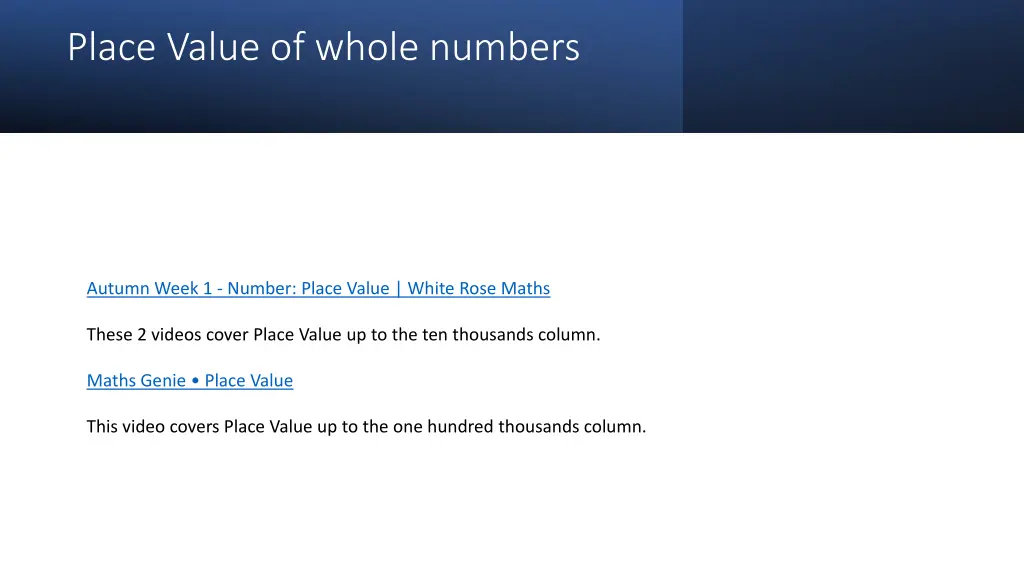 place value of whole numbers