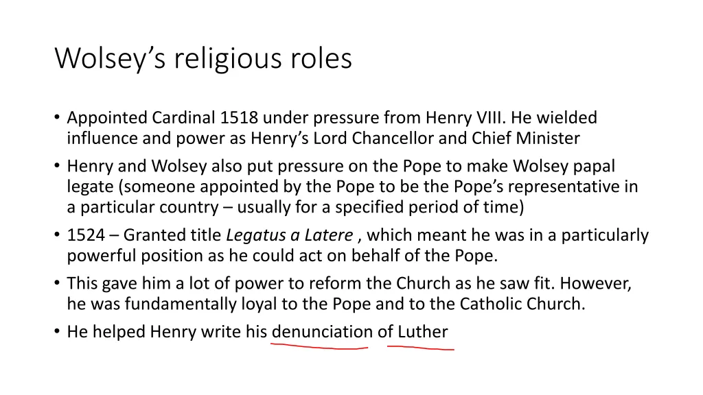 wolsey s religious roles