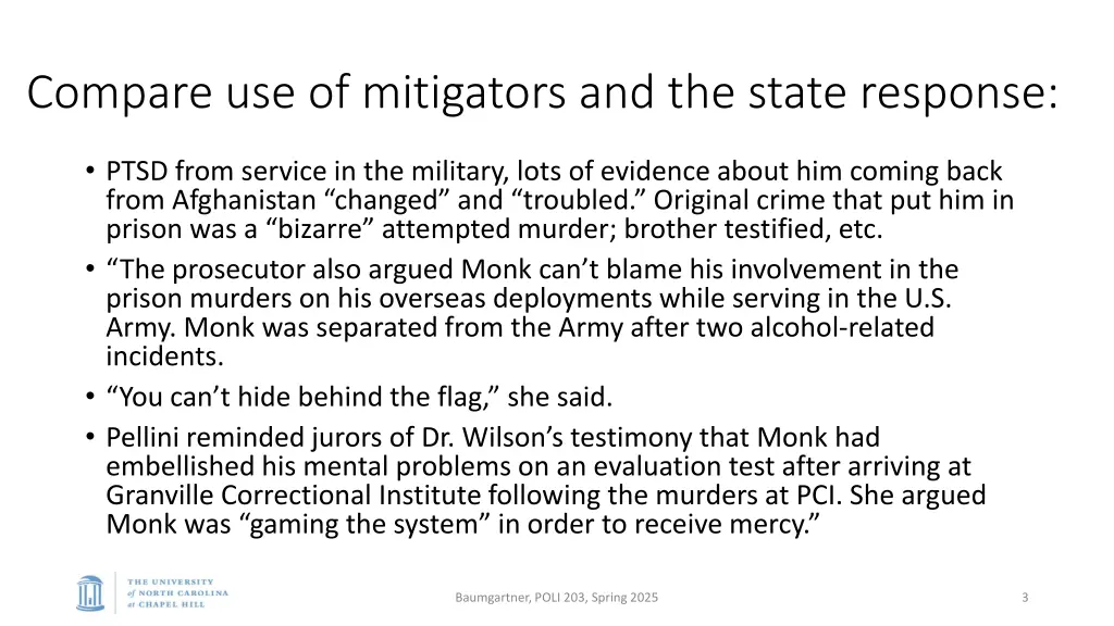 compare use of mitigators and the state response