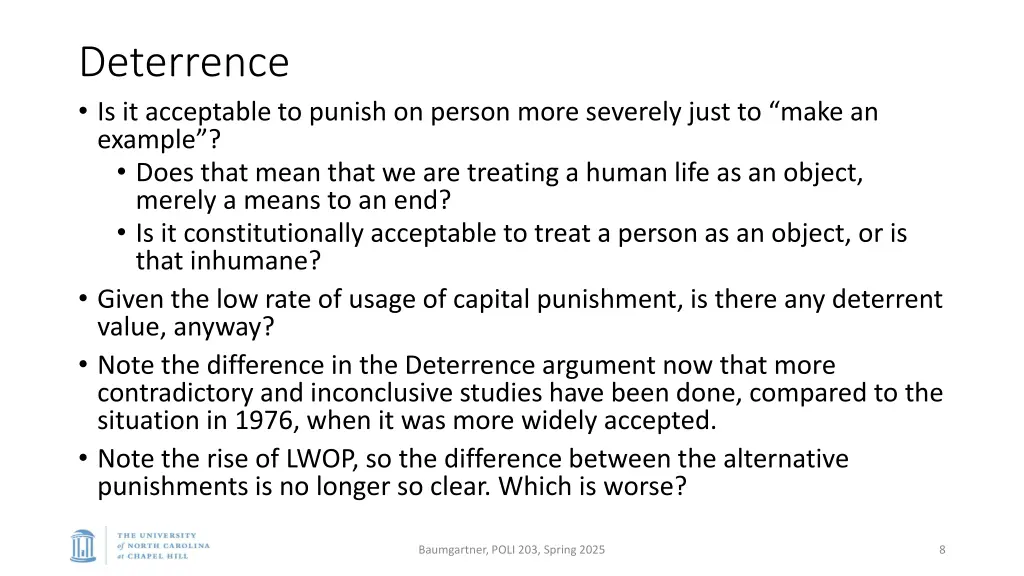 deterrence is it acceptable to punish on person