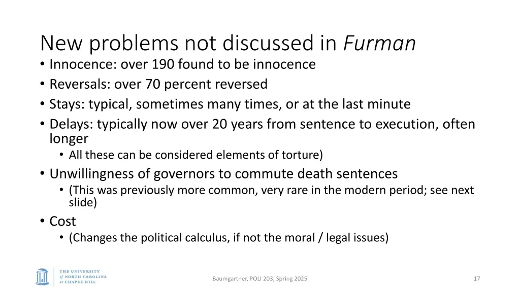 new problems not discussed in furman innocence