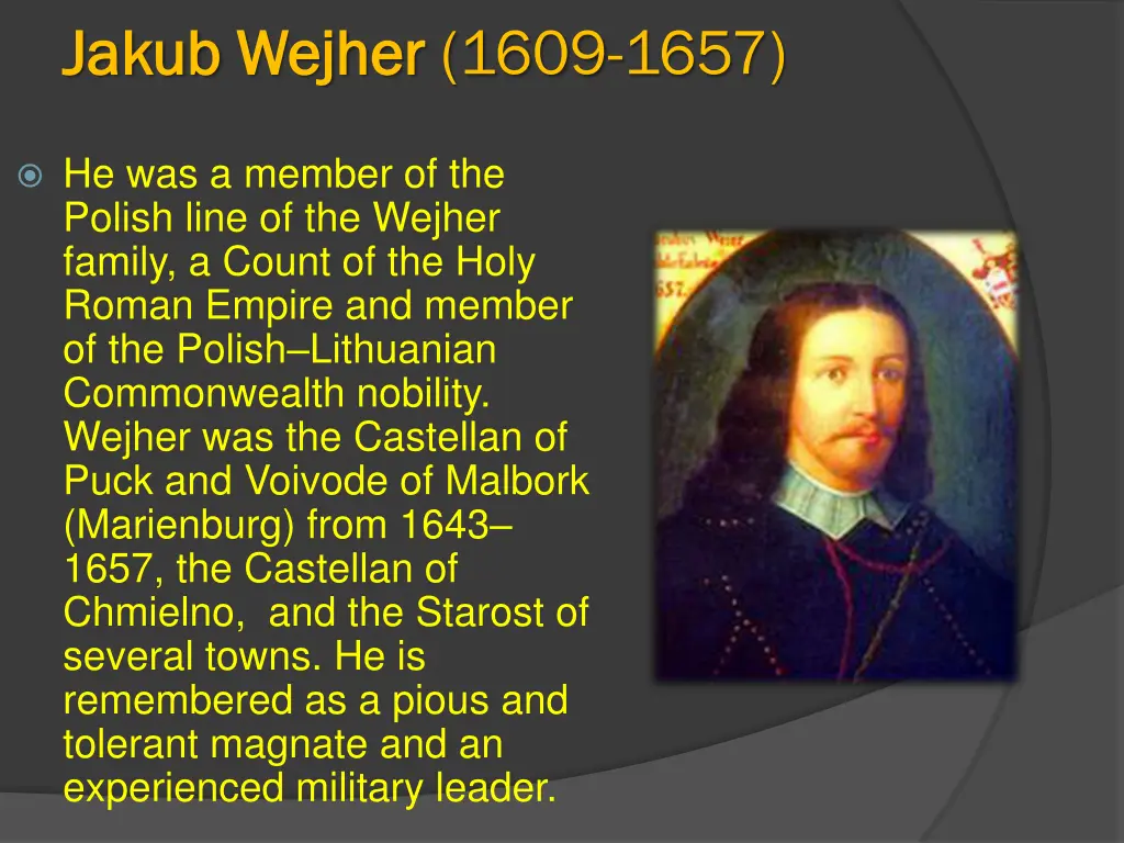 jakub jakub wejher wejher 1609 1657