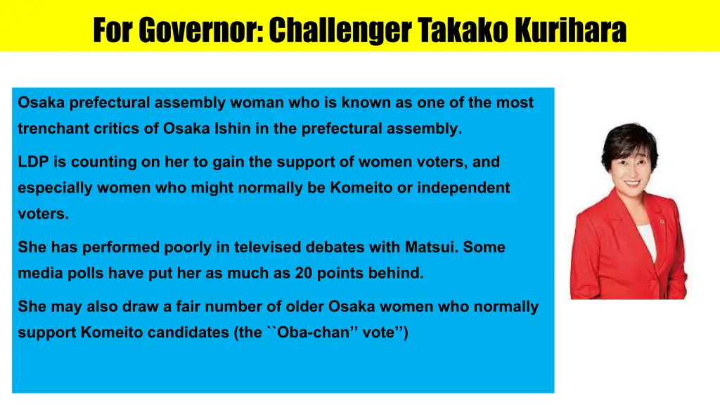 for governor challenger takako kurihara