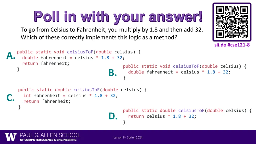 poll in with your answer to go from celsius