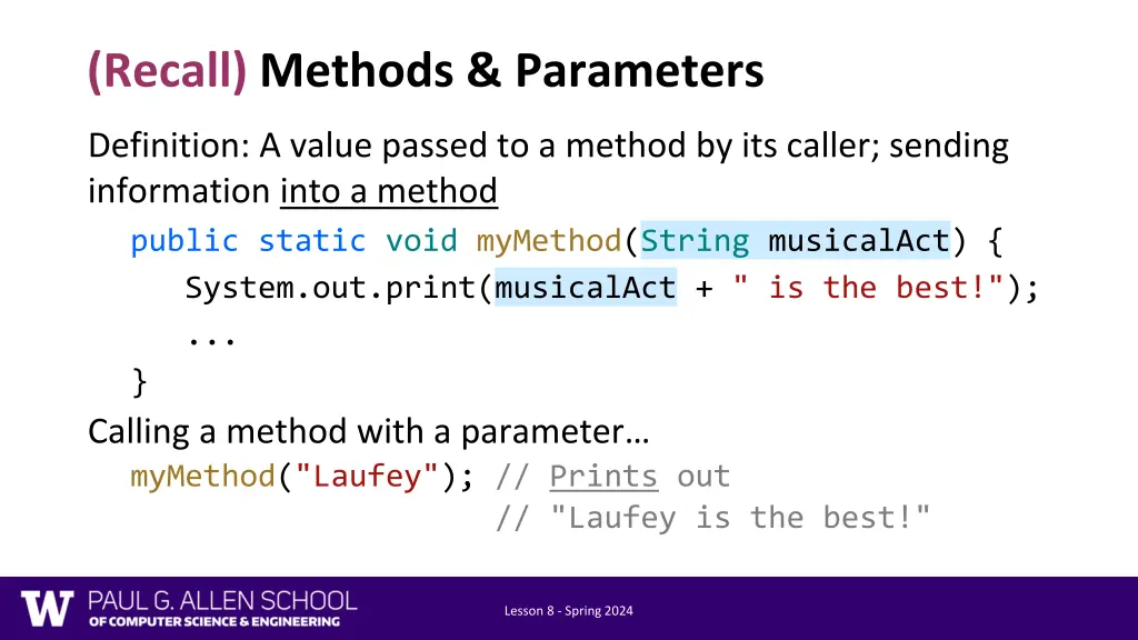 recall methods parameters