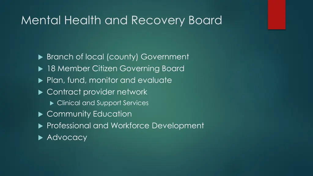 mental health and recovery board