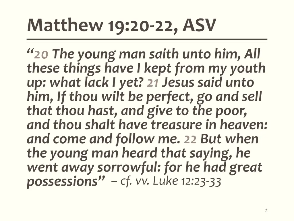 matthew 19 20 22 asv