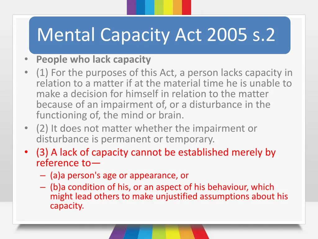 mental capacity act 2005 s 2