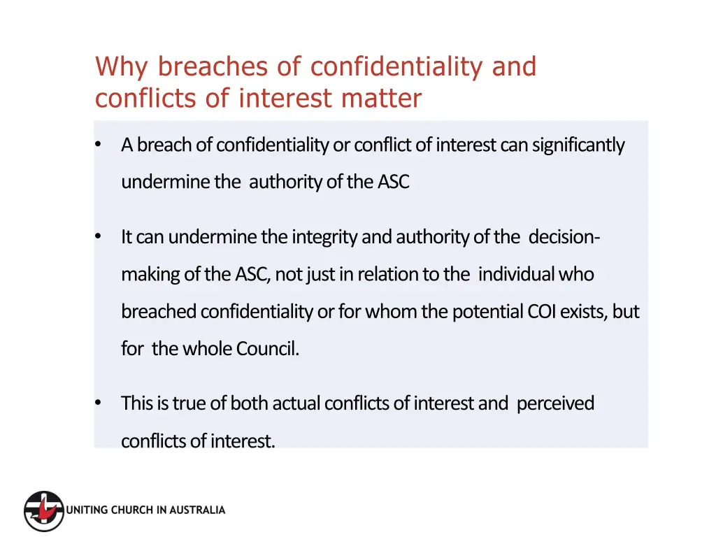 why breaches of confidentiality and conflicts