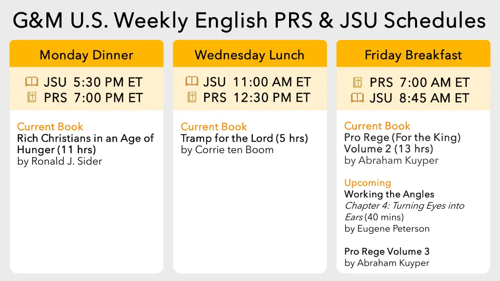 g m u s weekly english prs jsu schedules