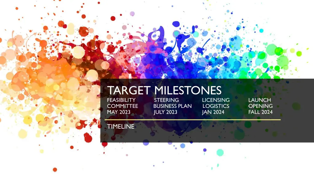 target milestones feasibility steering licensing