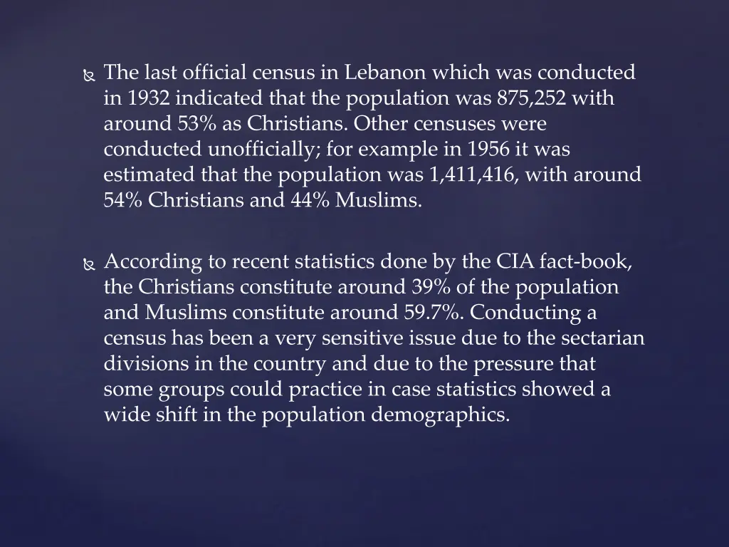 the last official census in lebanon which