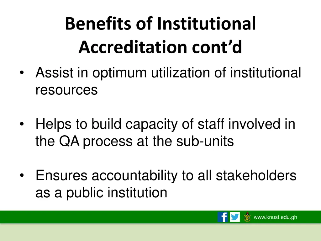 benefits of institutional accreditation cont