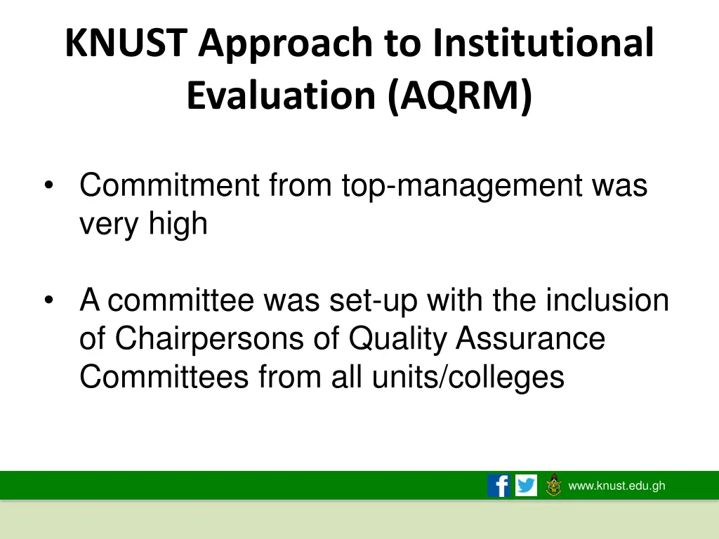 knust approach to institutional evaluation aqrm