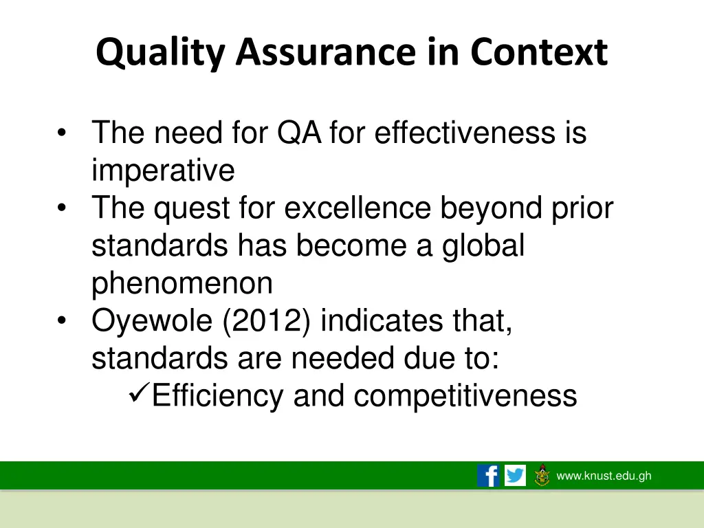 quality assurance in context