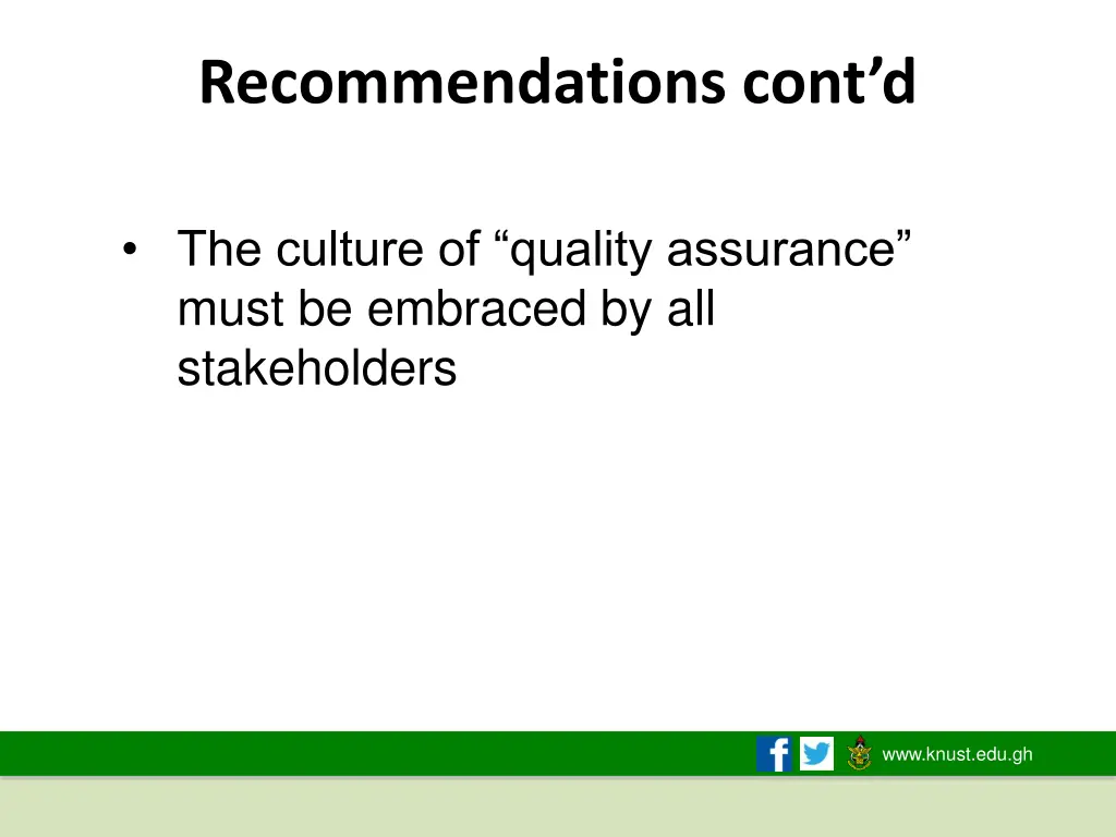 recommendations cont d