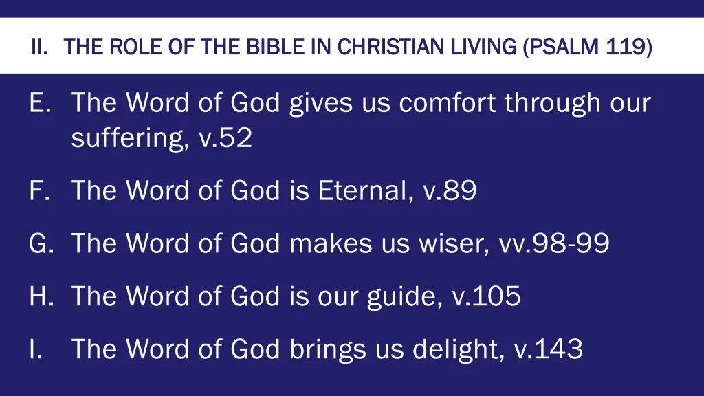 ii ii the role of the bible in christian living 1