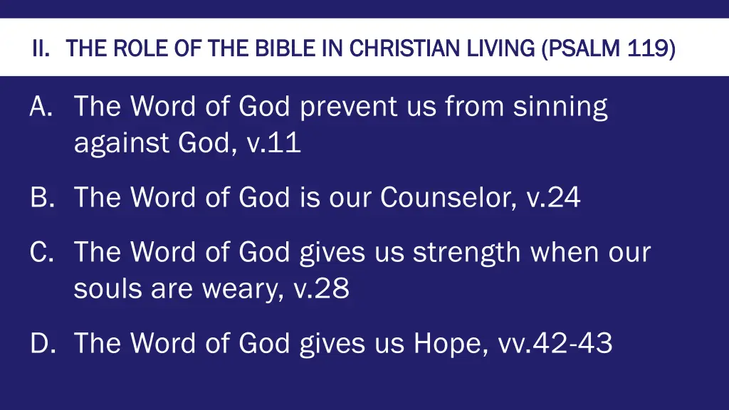 ii ii the role of the bible in christian living