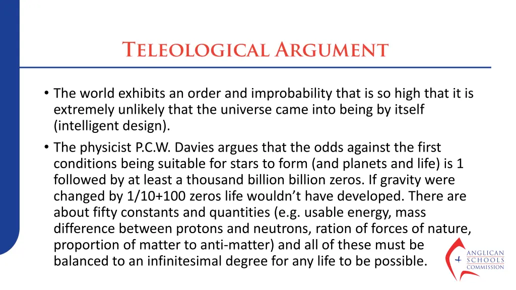 the world exhibits an order and improbability