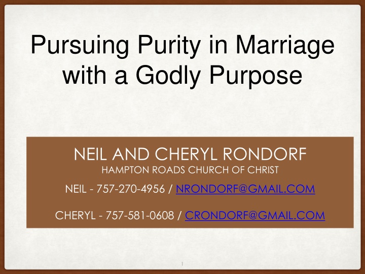 pursuing purity in marriage with a godly purpose