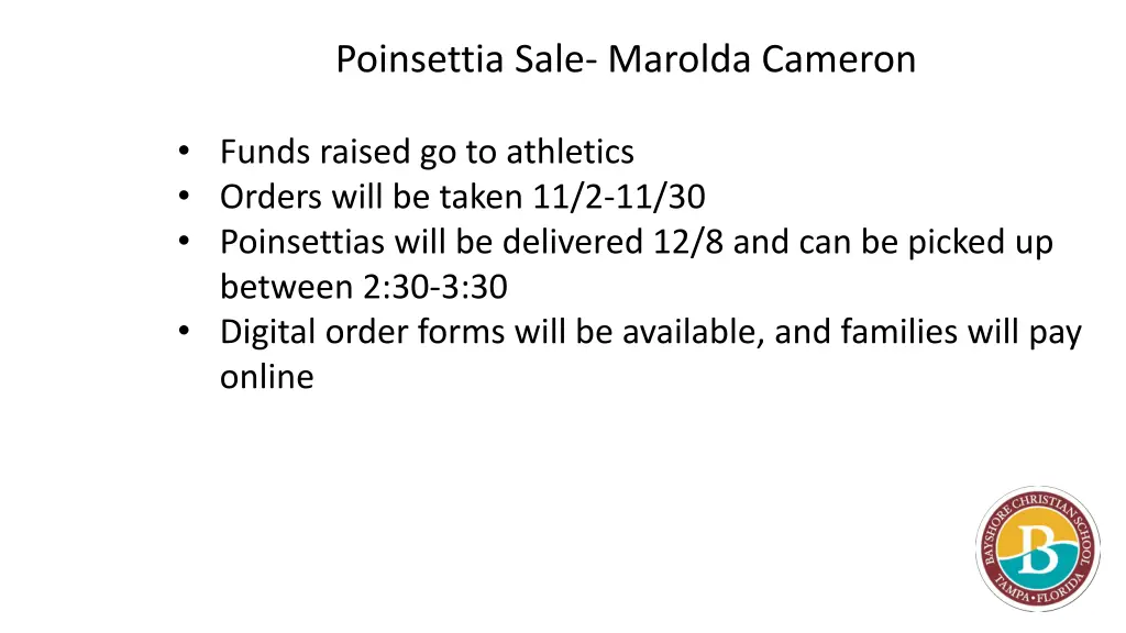 poinsettia sale marolda cameron