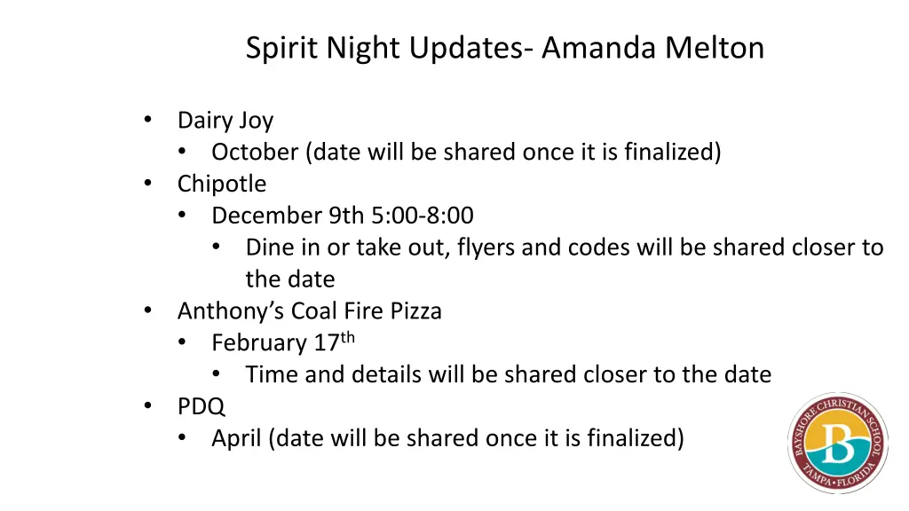 spirit night updates amanda melton