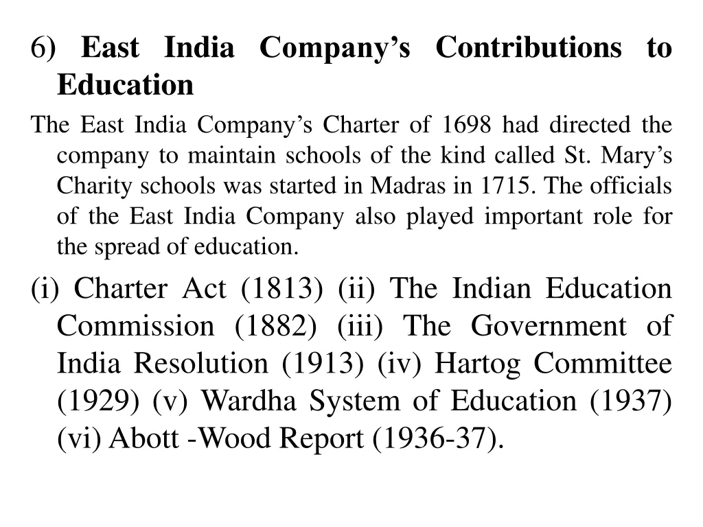 6 east india company s contributions to education