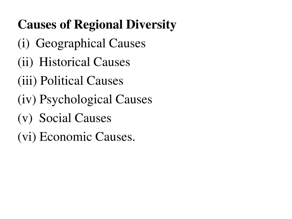 causes of regional diversity i geographical