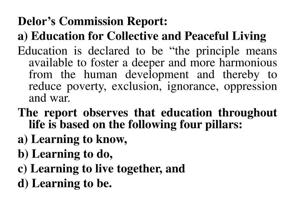 delor s commission report a education