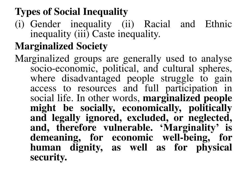 types of social inequality i gender inequality