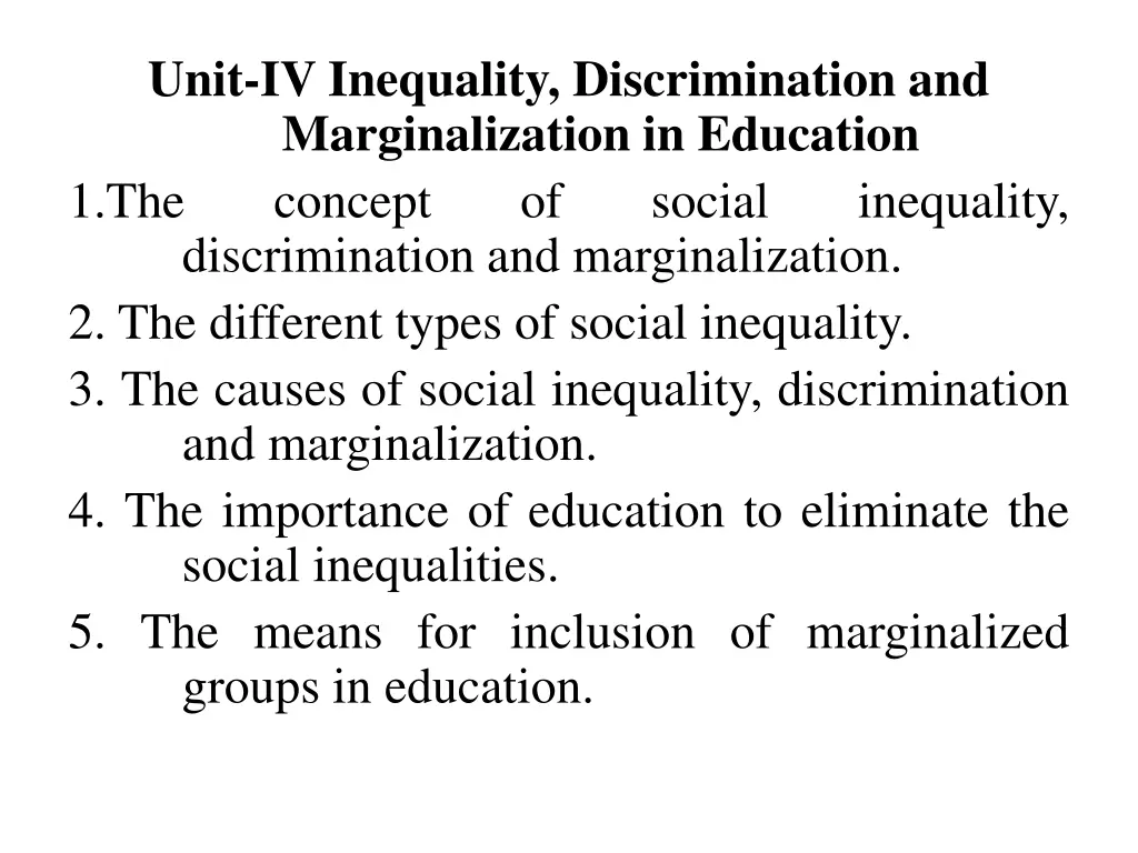 unit iv inequality discrimination
