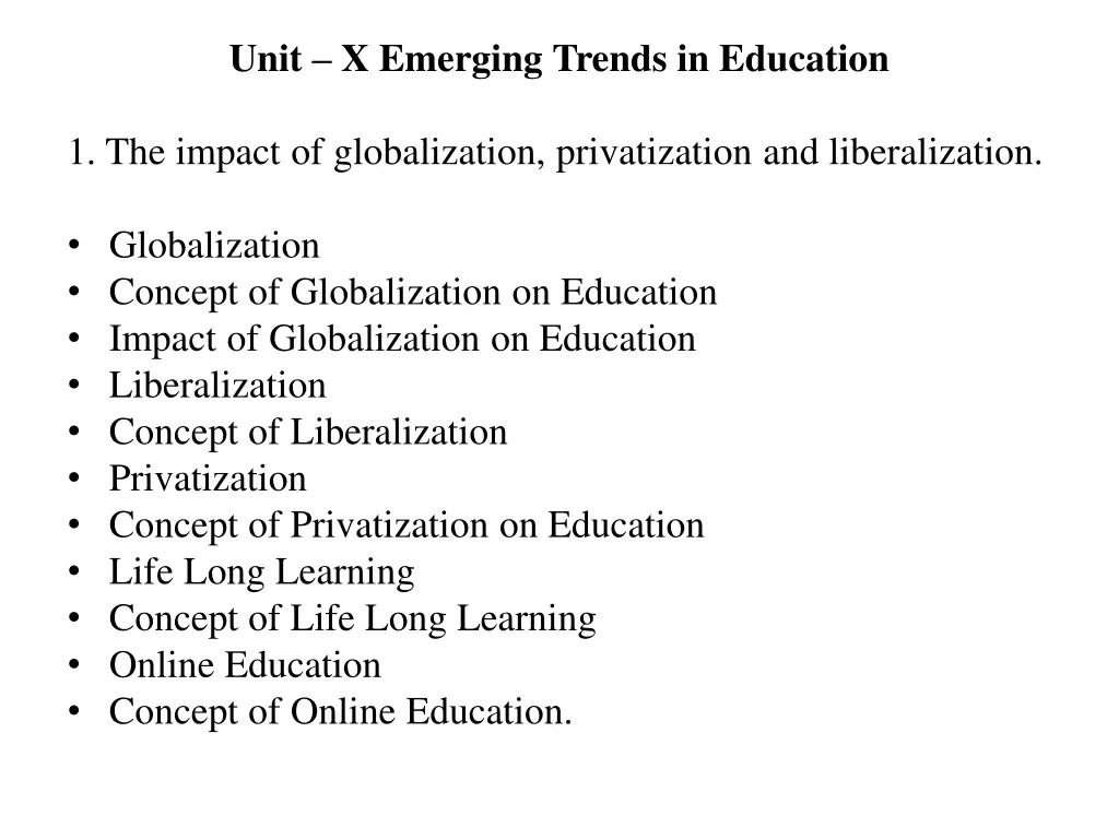 unit x emerging trends in education