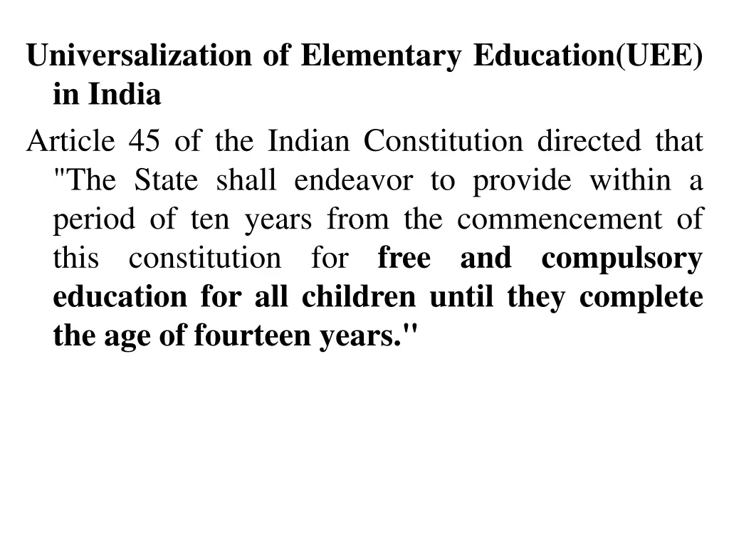 universalization of elementary education
