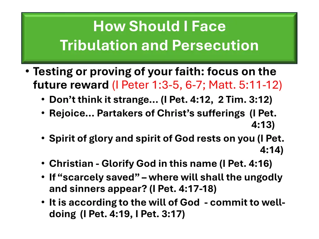 how should i face tribulation and persecution
