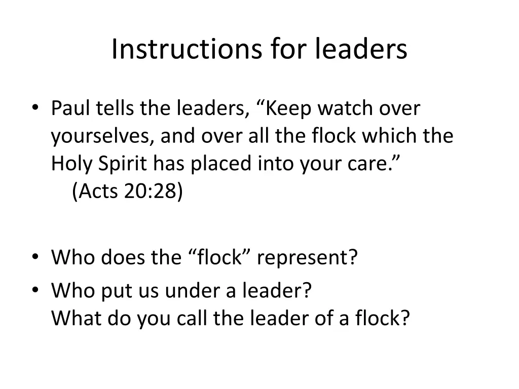 instructions for leaders