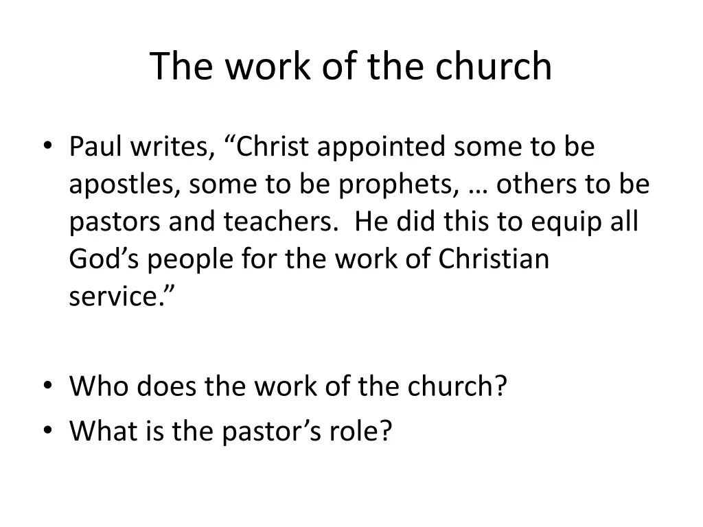 the work of the church