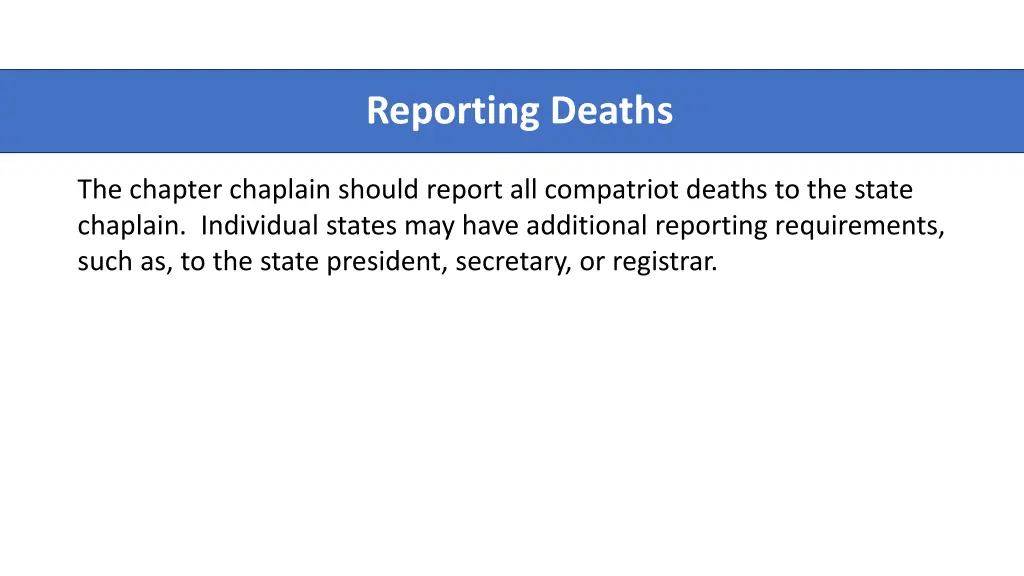 reporting deaths