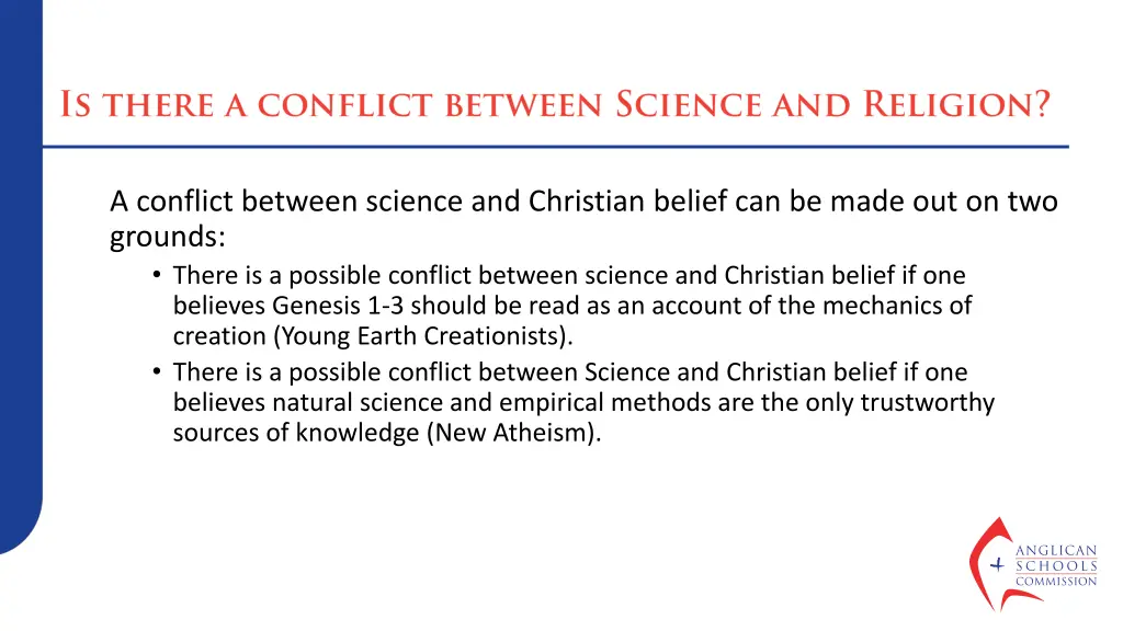a conflict between science and christian belief