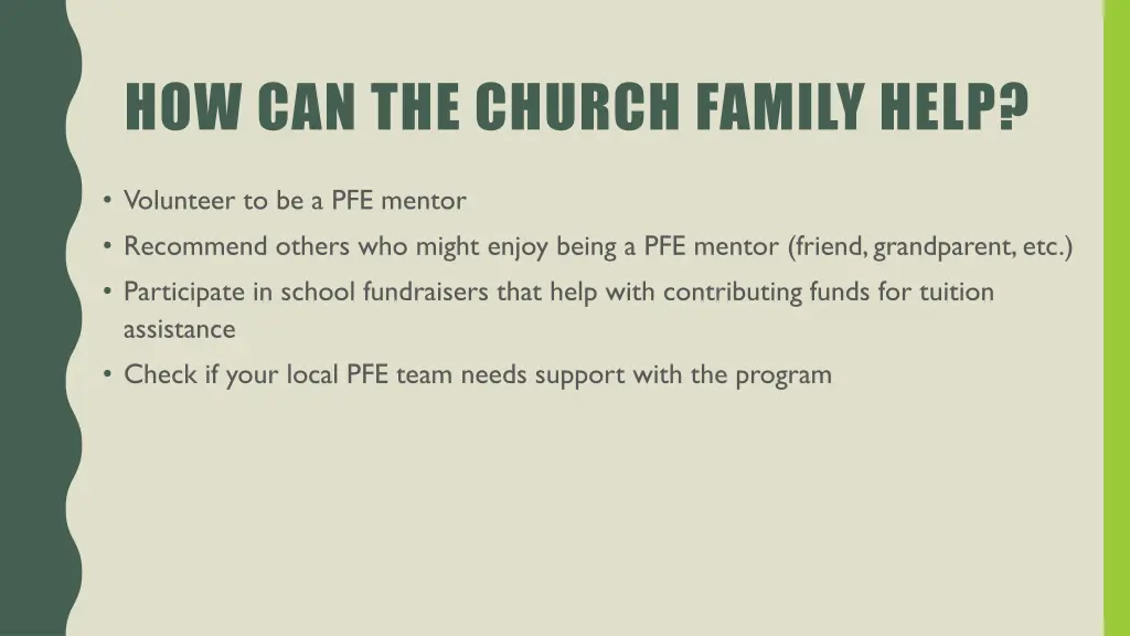 how can the church family help