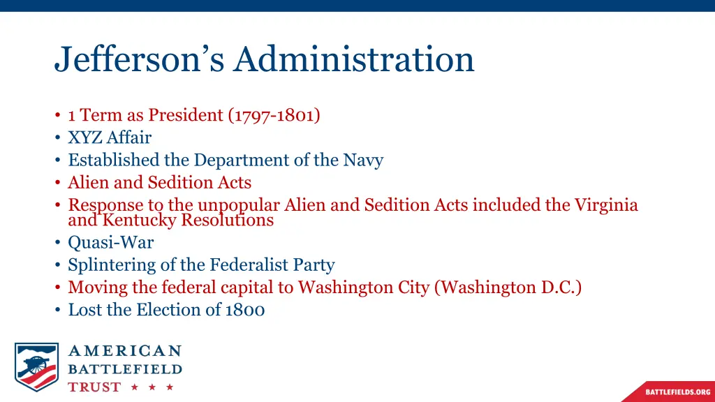 jefferson s administration