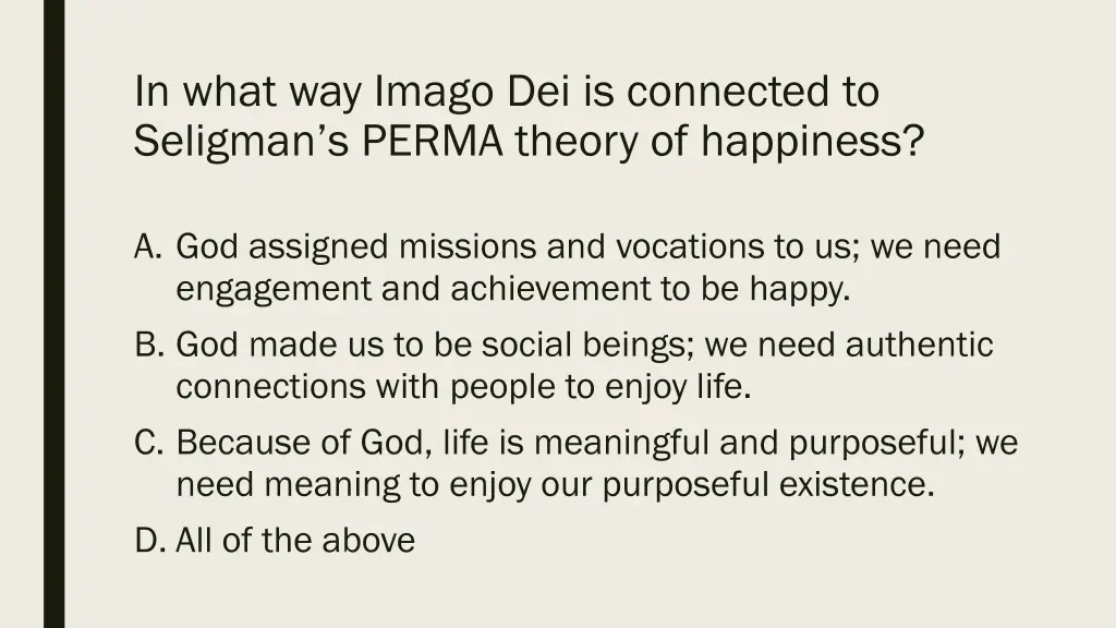 in what way imago dei is connected to seligman