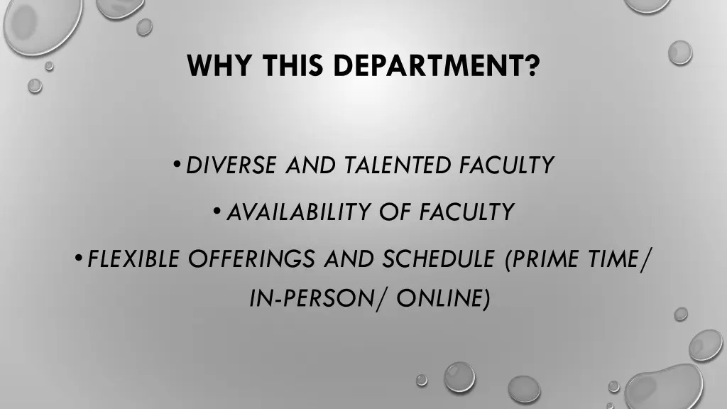 why this department